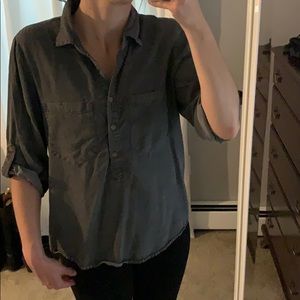 Grey Denim Button Up Top